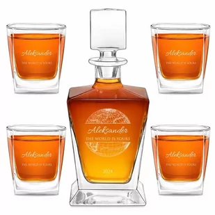 Karafka do whisky pyramid z 4 szklankami capitol i grawerem - Karafki - miniaturka - grafika 1