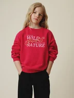 Bluzy dla dziewczynek - 4F Bluza dresowa oversize bez kaptura dziewczęca - różowa 158/164 (12-14 lat) - miniaturka - grafika 1