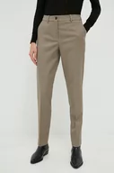 Spodnie damskie - Tommy Hilfiger spodnie damskie kolor beżowy proste high waist - miniaturka - grafika 1