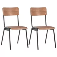 Krzesła - vidaXL Krzesła do jadalni, 2 szt., brązowe, sklejka i stal - miniaturka - grafika 1
