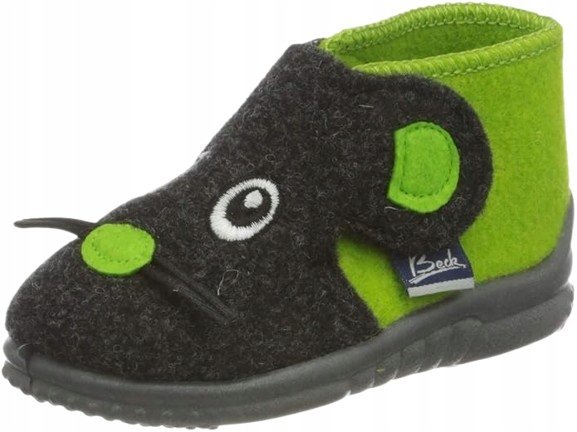 BECK KAPCIE DZIECIĘCE CZARNO ZIELONE Z MYSZKĄ NA PRZODZIE 24 J0A
