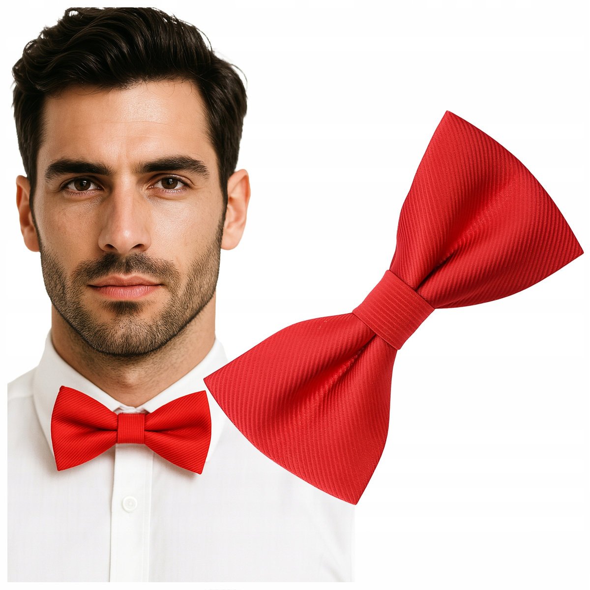 Mucha męska prążkowana - czerwona