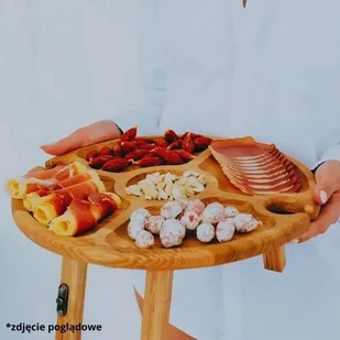 Okrągły stoliczek do wina nr11 - jasny dąb - Tace i patery - miniaturka - grafika 1