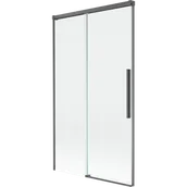 Parawany nawannowe - Mexen Rox parawan nawannowy 2-skrzydłowy rozsuwany 100 x 150 cm, transparent, gun gray szczotkowany - 8C9-100-001-66-00 - miniaturka - grafika 1