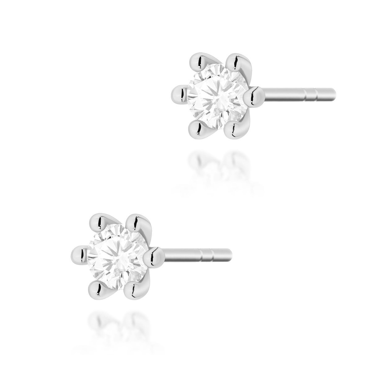 Złote kolczyki Diament 2 x 0,15ct białe złoto pr. 585