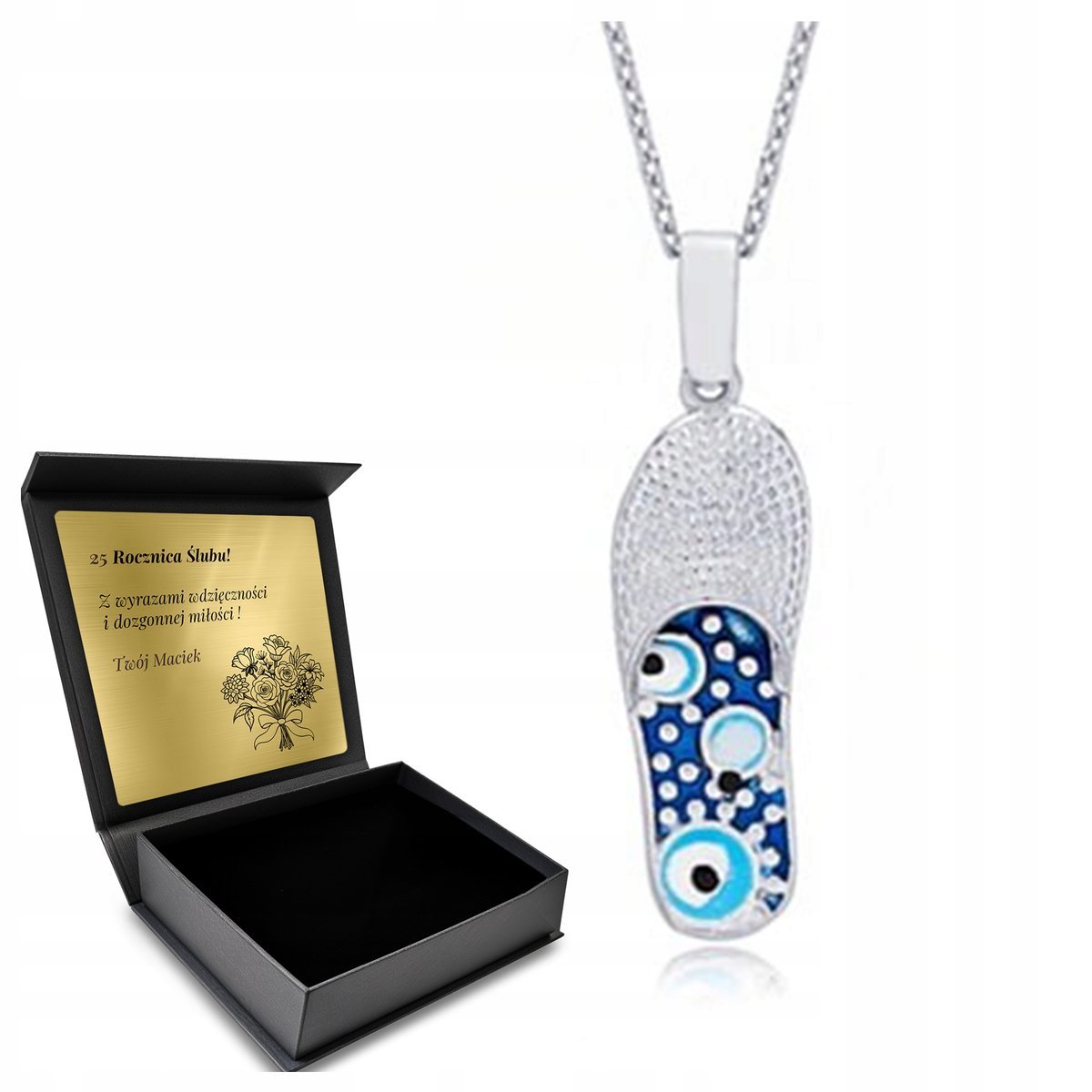 Naszyjnik Srebrny Klapek Z Okiem Proroka Delikatny Talizman Ochronny Grawer