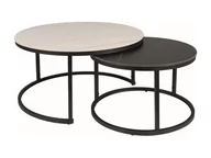 Ławy i stoliki kawowe - Stolik kawowy okrągły podwójny FERRANTE B biało czarna/czarny (zestaw) - miniaturka - grafika 1