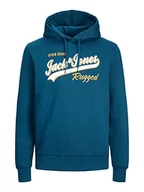 Bluzy męskie - Bestseller A/S Męska bluza z kapturem JJELOGO Sweat Hood 2 COL 23/24 NOOS PLS, Sailor Blue, 6XL, niebieski (Sailor Blue) - miniaturka - grafika 1