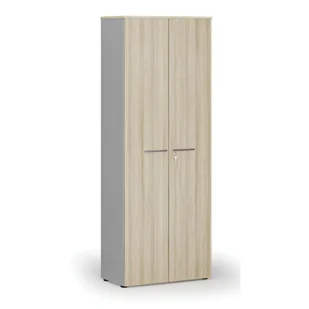 Szafa biurowa z drzwiami PRIMO GRAY, 2128 x 800 x 420 mm, szary/dąb naturalny - Szafy biurowe - miniaturka - grafika 1