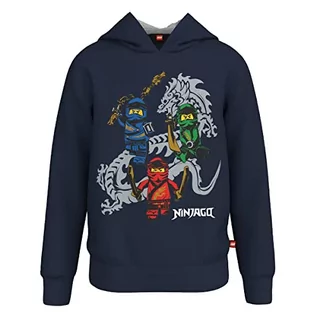 Bluzy dla chłopców - LEGO Chłopięca bluza z kapturem Ninjago Jungen LWStorm 103 bluza z kapturem, 590 ciemnogranatowa, 122 - grafika 1