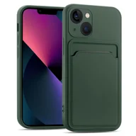 Etui i futerały do telefonów - Etui na telefon komórkowy Apple iPhone 13 Silikonowe etui ochronne z otworem na kartę Slim Cover, zielone - miniaturka - grafika 1