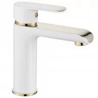 Baterie umywalkowe - Rea B9919 Bloom White/Gold Bateria umywalkowa niska - miniaturka - grafika 1
