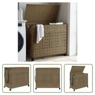 Kosze na bieliznę - Living Store Kosz na pranie z kółkami 66x35x60 cm rattan - miniaturka - grafika 1