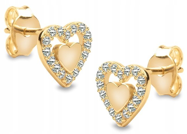 ZŁOTE KOLCZYKI SERCA SERDUSZKA CYRKONIA 333