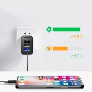 Baseus Duke ładowarka sieciowa zasilacz EU adapter z zestawem końcówek przejściówek 3x USB 3.4A czarny (CCALL-GJ01) - Ładowarki do telefonów - miniaturka - grafika 6