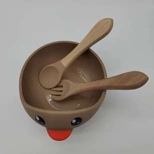 Miseczka z przyssawką łyżka widelec BLW SILIKON Zestaw - Miseczki i talerzyki dla dzieci - miniaturka - grafika 1