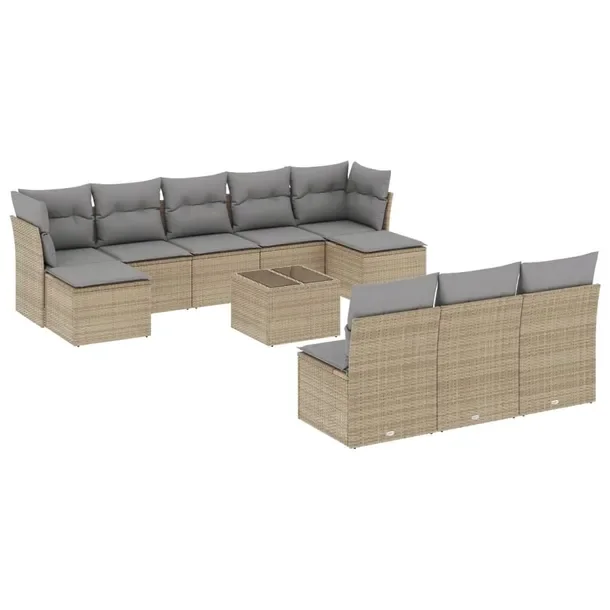 Zestaw mebli ogrodowych rattan PE beżowy 55x62x69 cm