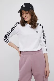 Koszulki i topy damskie - Adidas Longsleeve bawełniany kolor biały - - grafika 1