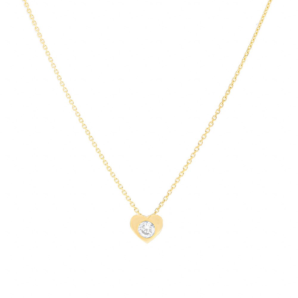 Złoty naszyjnik celebrytka serduszko z cyrkonią 42-45 cm pr. 585