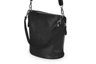 Torebki damskie - Torebka Listonoszka Skórzana Vera Pelle Miko Czarna - miniaturka - grafika 1