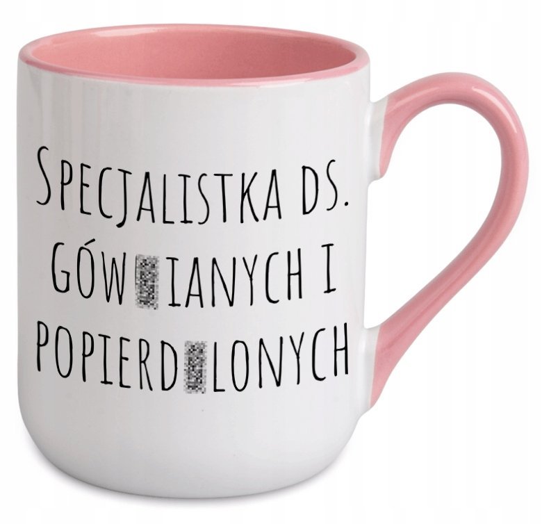 KUBEK RÓŻOWY Z NADRUKIEM ŚMIESZNY DO PRACY DLA SZEFA SZEFOWEJ BIURA KAWY