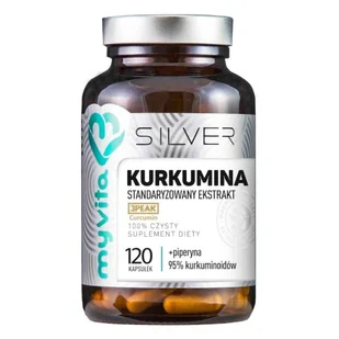 MYVITA SILVER 100% Kurkumina + Piperyna 120kaps. MyVita 21PRJKURP2 - Przeziębienie i grypa - miniaturka - grafika 1