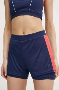 Fila szorty do biegania Racale kolor granatowy z nadrukiem high waist FAW0708 - Spodenki damskie - miniaturka - grafika 1