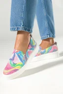 Trampki damskie - Wielokolorowe półbuty skórzane damskie slip on na platformie PRODUKT POLSKI Casu 2814-730 - miniaturka - grafika 1