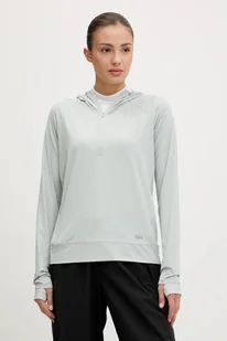 Helly Hansen bluza sportowa Shine Solen kolor turkusowy z kapturem gładka 49576 - Bluzy damskie - miniaturka - grafika 1