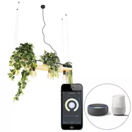 Lampy sufitowe - QAZQA Inteligentna lampa wisząca czarna z drewnem 4-punktowa z Wifi G95 - Półka - miniaturka - grafika 1