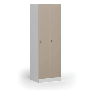 Szafka ubraniowa metalowa, 2-drzwiowa, 1850 x 600 x 500 mm, zamek obrotowy, drzwi beżowe - Szafki biurowe - miniaturka - grafika 1
