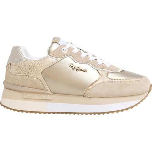 Pepe Jeans Damskie trampki RUSPER SHINE, brązowe (piaskowo-beżowe), 40 UK, Brązowy piasek beżowy, 7 UK