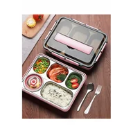 Pojemniki kuchenne - Lunchbox ze sztućcami podgrzewany wrzątkiem, Ilość komór: 4-komorowy - miniaturka - grafika 1