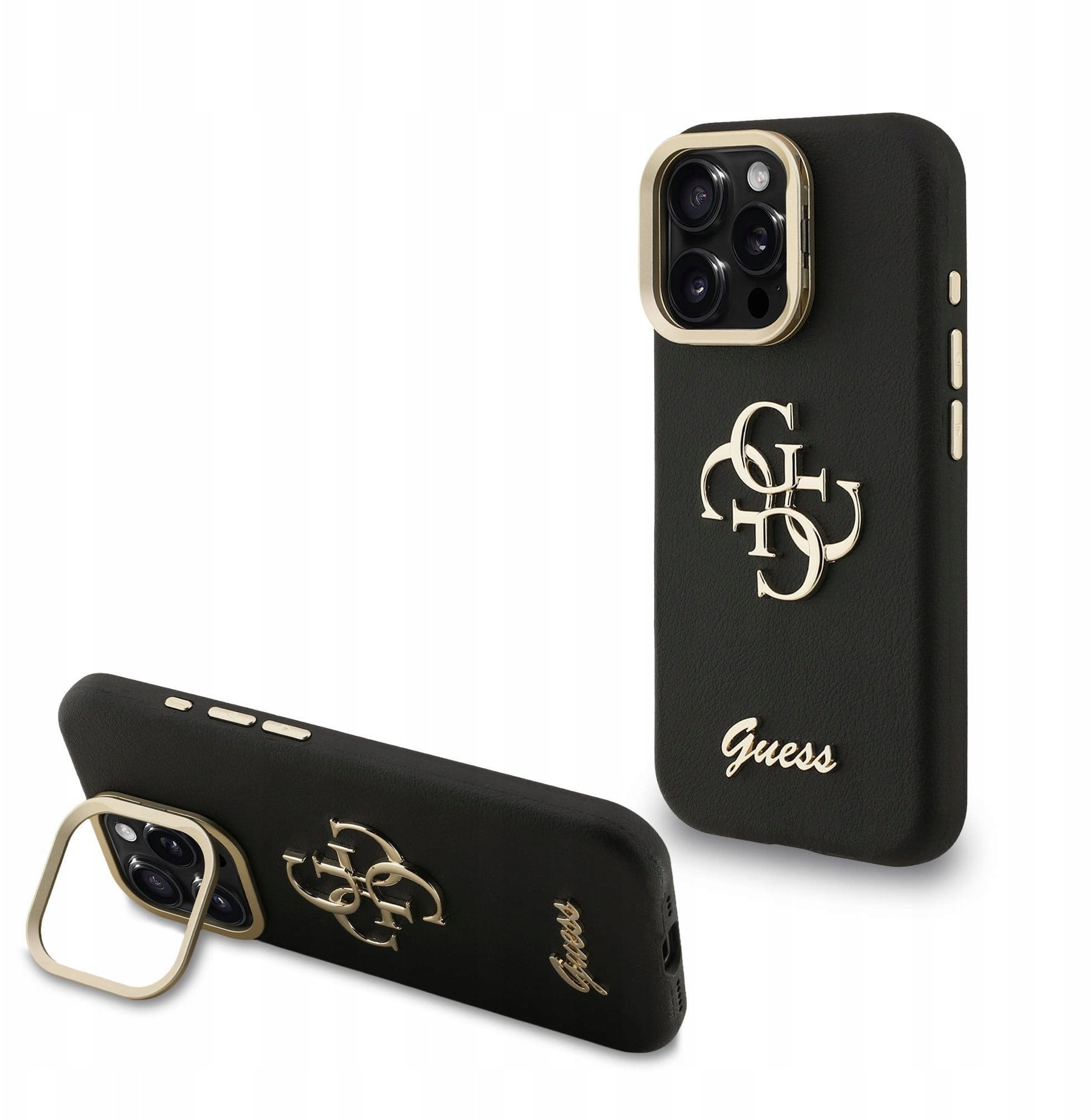 Etui Guess PU Grained 4G Logo Stand do iPhone 16 Pro Czarne Styl i funkcjonalność