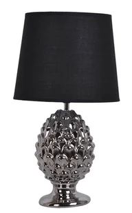 Lampa ceramiczna srebrna z czarnym abażurem - Lampy stojące - miniaturka - grafika 1