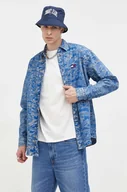 Koszule męskie - Tommy Jeans koszula jeansowa męska kolor niebieski relaxed z kołnierzykiem klasycznym - miniaturka - grafika 1