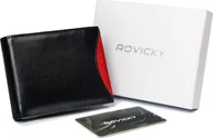 Portfele - Rovicky Portfel męski z naturalnej skóry licowej z wyjmowanym etui na karty Rovicky Nie dotyczy - miniaturka - grafika 1