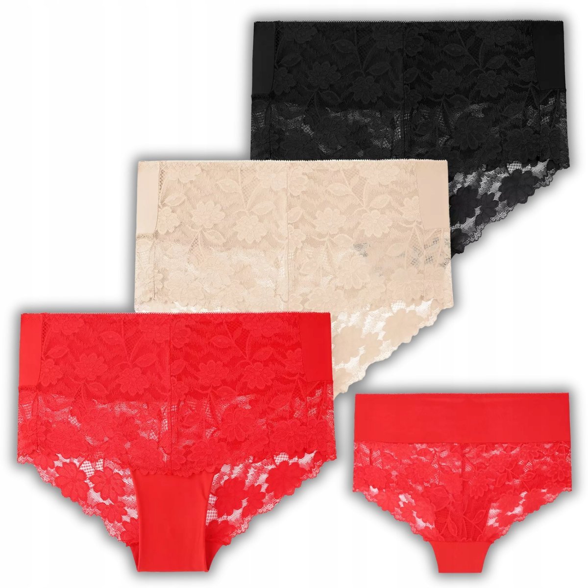 3X Majtki Figi Damskie Maxi Bikini Klasyczne Z Ozdobną Koronką Moraj Xl