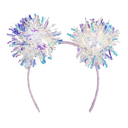 Boland 52194 - Diadem LED Sparkle, opaska z pomponem i światełkami, świecące akcesoria na karnawał i imprezy tematyczne, strój imprezowy