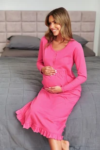 Długa koszula nocna z długim rękawem - Piżamy ciążowe - miniaturka - grafika 1