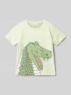 Koszulki dla chłopców - T-shirt o kroju regular fit z czystej bawełny z nadrukiem krokodyla - miniaturka - grafika 1