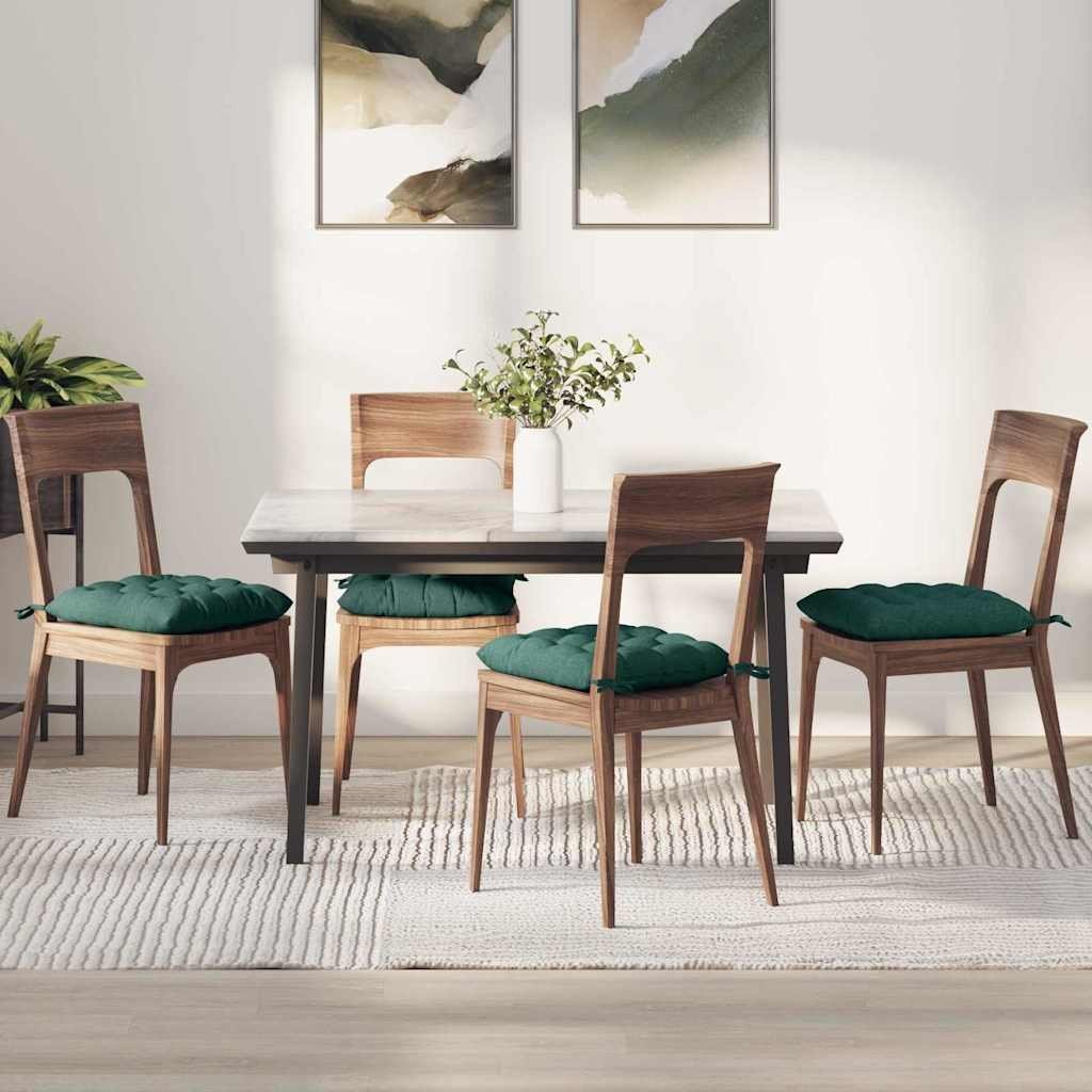 vidaXL Poduszki na siedziska 4 pcs Ciemna zieleń 40 x 40 x 6 cm 42015151