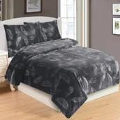 Pościel - Pościel z mikropluszu Pióra ciemnoszary, 140 x 200 cm, 70 x 90 cm - miniaturka - grafika 1