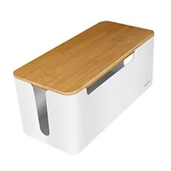 Wtyczki i adaptery - LOGILINK KAB0075 Cable box 320x140x130 mm white with bamboo lid - miniaturka - grafika 1