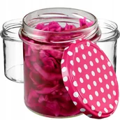 Pojemniki kuchenne - Szklane słoiki Avila 350ml 10 szt. 82mm + wieczka "Różowy Groszek" - miniaturka - grafika 1