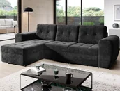 Narożniki - Narożnik do spania codziennego grafitowy BARI w tkaninie plamoodpornej. - miniaturka - grafika 1