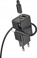 Ładowarki do telefonów - HOCO ładowarka sieciowa USB A + Typ C + kabel Typ C do Lightning PD QC3.0 3A 30W N63 czarna - miniaturka - grafika 1