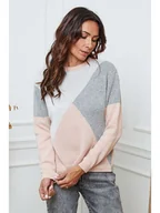 Swetry damskie - So Cachemire Sweter "Lanos" w kolorze jasnoróżowo-szaro-białym - miniaturka - grafika 1