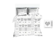 Pościel - Poszewka z kory 40x40 1108N biała serca paczłork szary zapinana na zamek - miniaturka - grafika 1