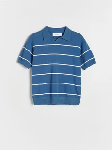Reserved - Sweter polo w paski - granatowy - Bluzy dla chłopców - miniaturka - grafika 1